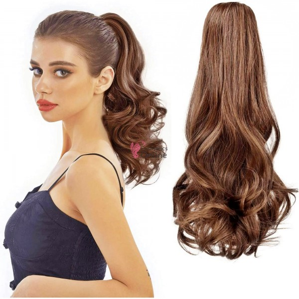 Extensie de par coada ondulata cu cleste 35 cm Cod  SS35-230 Saten Mediu Mixt